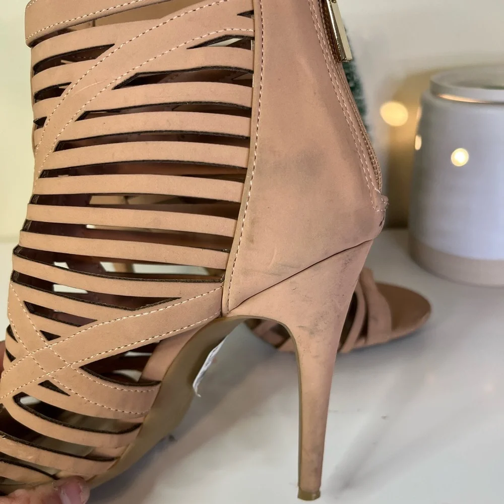 Anne Michell Nude Strappy Peep-Toe Stiletto Heel